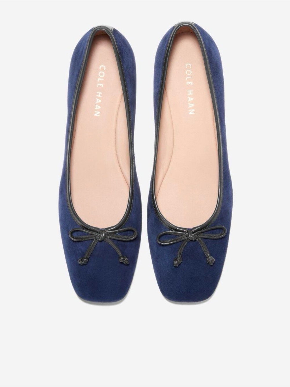 Cole Haan Nicolette Ballet Flats Navy Blue Suede Leather Trim Women's Size 6